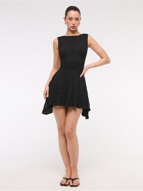 A&F Sleeveless Black Lace Handkerchief Dress